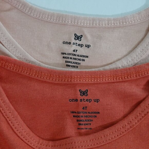 Lot of 2 One Step Up T-Shirts Pink Graphic and Solid Salmon Girls Size 4T - Picture 4 of 8
